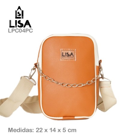 Bandolera/Portacelular Pu reforzado c/cadena