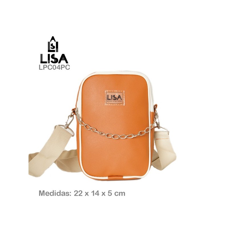 Bandolera/Portacelular Pu reforzado c/cadena