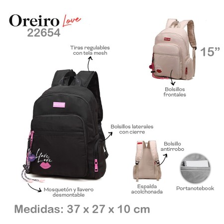 Mochila Las Oreiro Love 15"